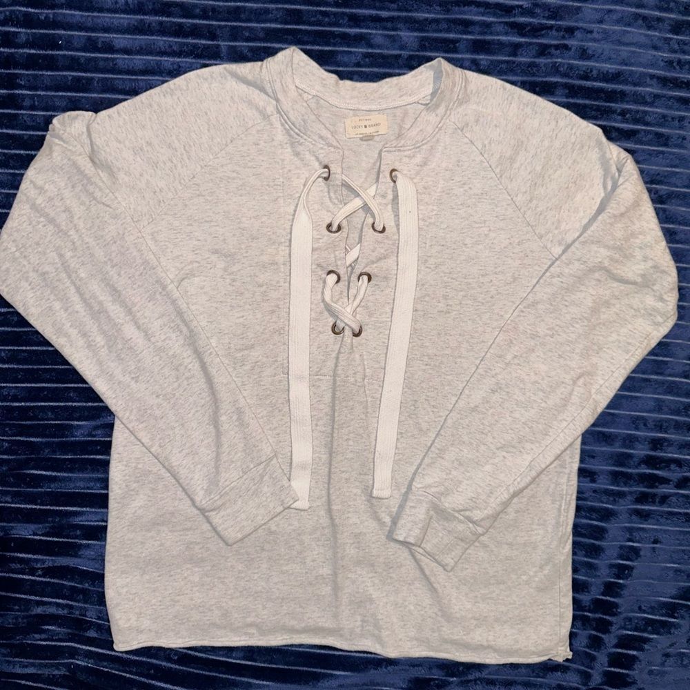 Lucky brand lace up Sweatshirt grey size small woman’s juniors